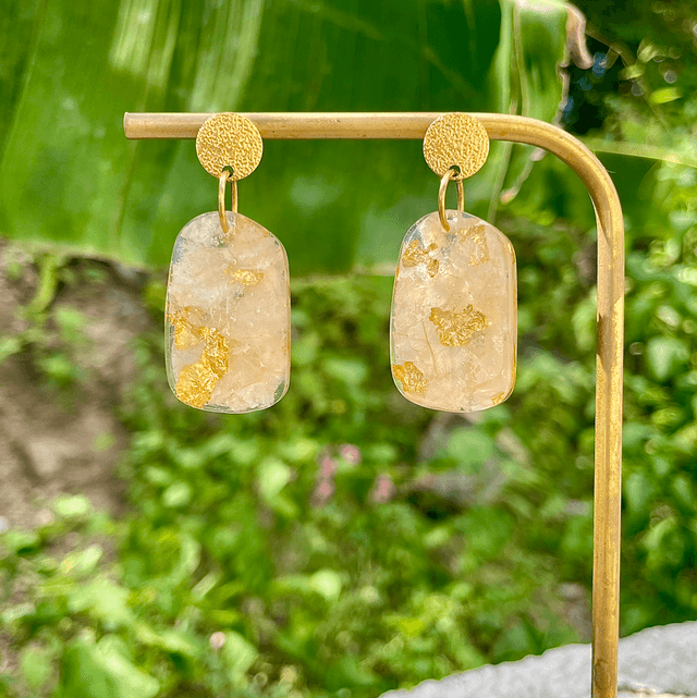 Boucles Datcha - blanches et or 