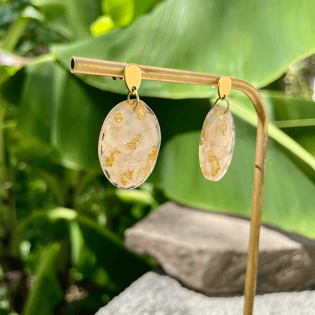 Boucles Liz - blanches et or 