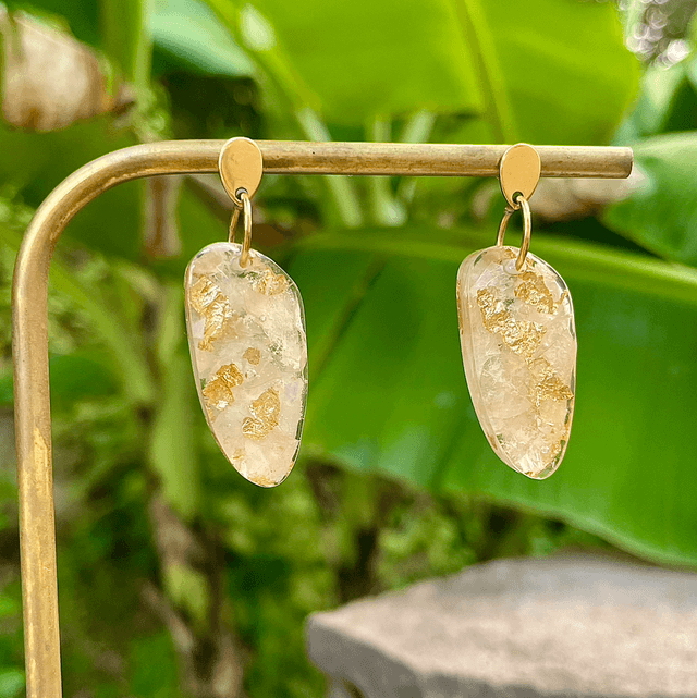 Boucles Noni - blanches et or 