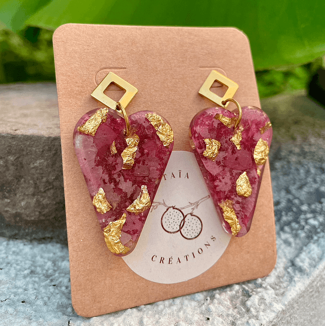 Boucles Heart - roses et or 