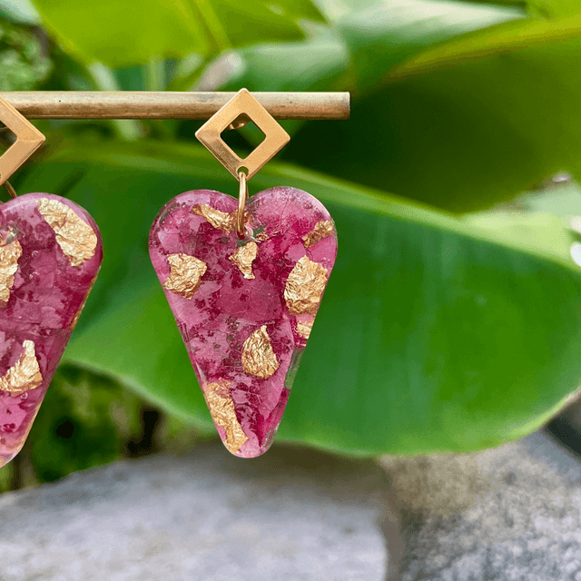 Boucles Heart - roses et or 