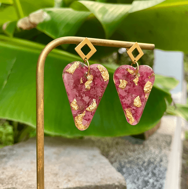 Boucles Heart - roses et or 