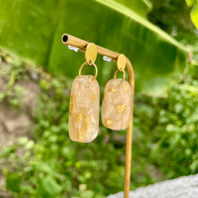 Boucles Datcha - blanches et or 